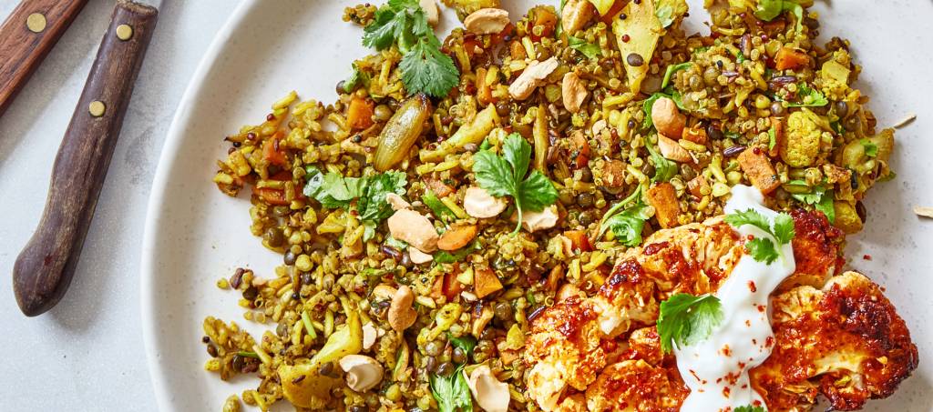 Rice Pilaf With Tandoori Cauliflower Steaks